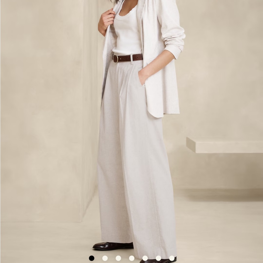 3-piece piece Banana Republic Suit Linen Wide-Leg Pants and Blazer size 16